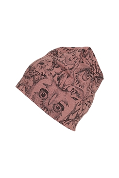 Soft Gallery beanie, AOP owl - Burlwood